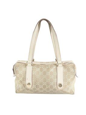 Gucci GG Suede Leather Tote Shoulder Hand Gold